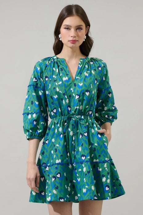 Sugarlips Floral Split Neck  Dress