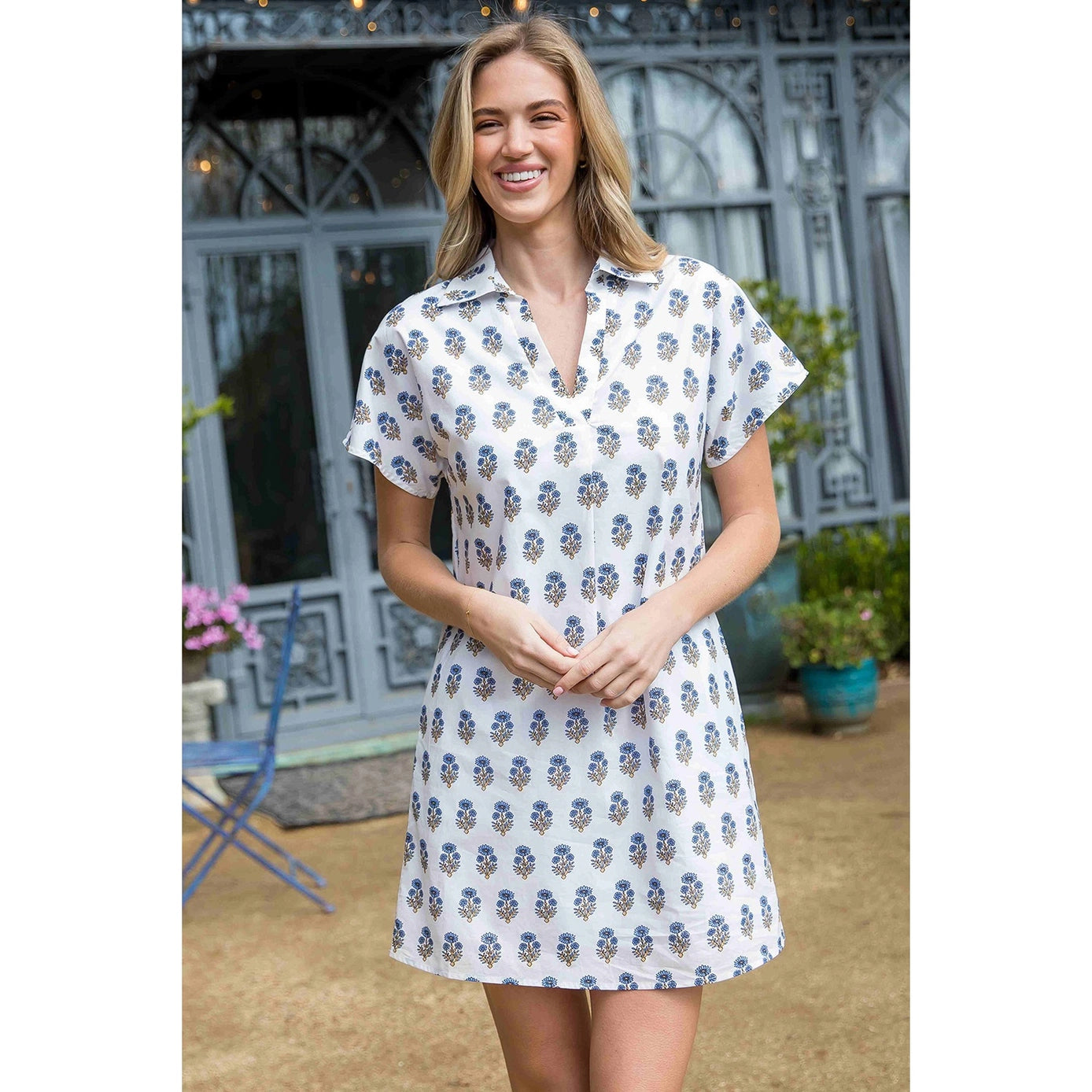 THML Short Sleeve Flower Print Dress