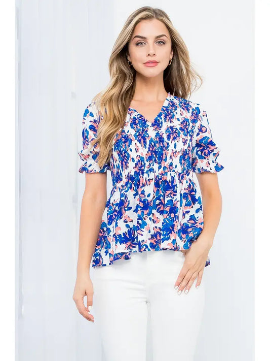 THML Floral Smocked Top