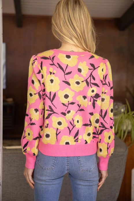 Floral Print Knit Sweater