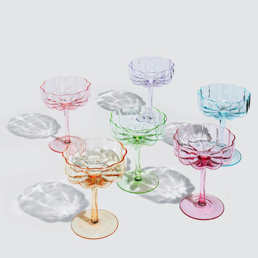 Flower Vintage Wavy Glass Coupes