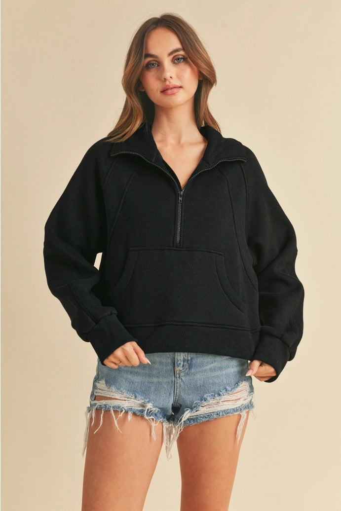 Aemi + Co Dove Funnel Neck Half Zip