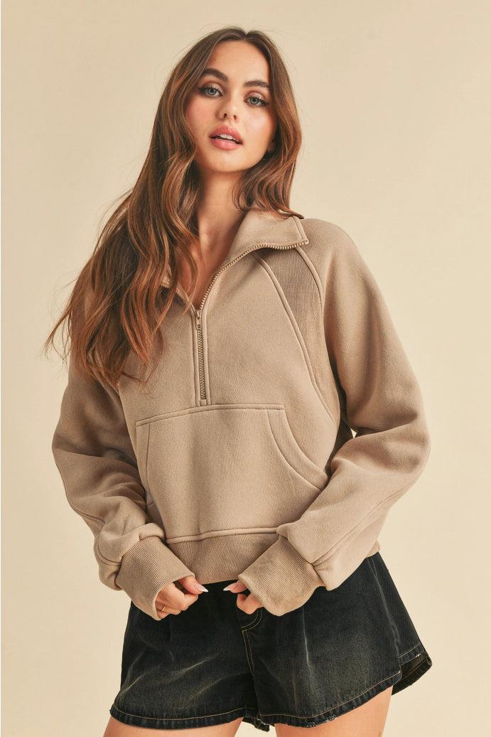 Aemi + Co Dove Funnel Neck Half Zip