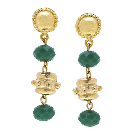 Susan Shaw Green Crystal Earrings