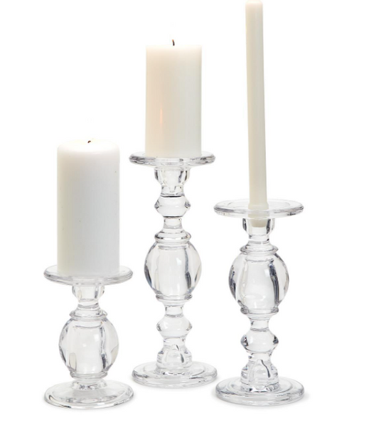 Two's Company High-Glass Pedestal Candleholders