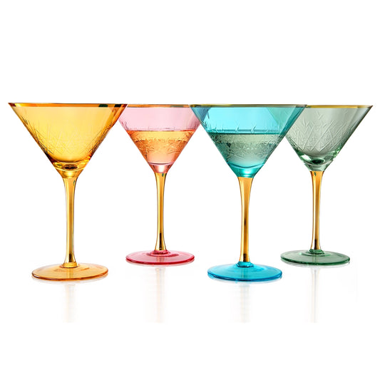 Gold Rimmed Crystal Martini Glasses