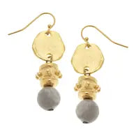 Susan Shaw Gold Dotted Drop Earrings