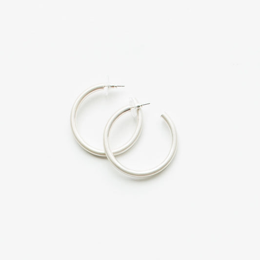 Heather Silver Hoops