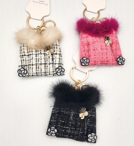 Rhinestone Flower Jacket Keychain