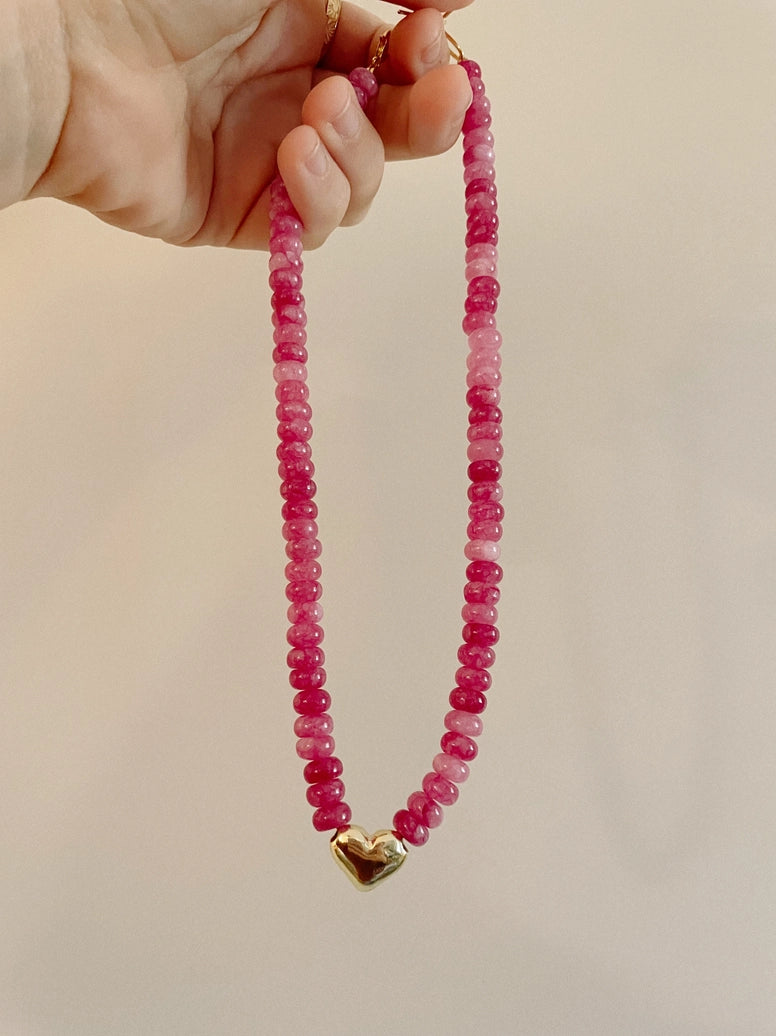 Magenta Gemstone Heart Necklace