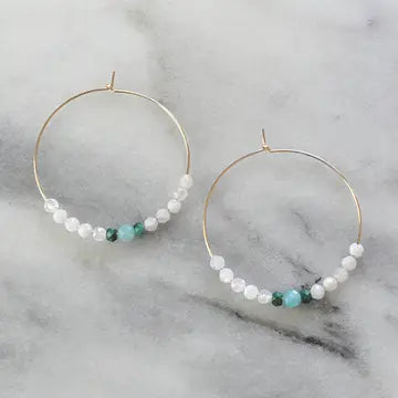 Libby & Smee Large Gemstone Gold Filled Hoop Earrings
