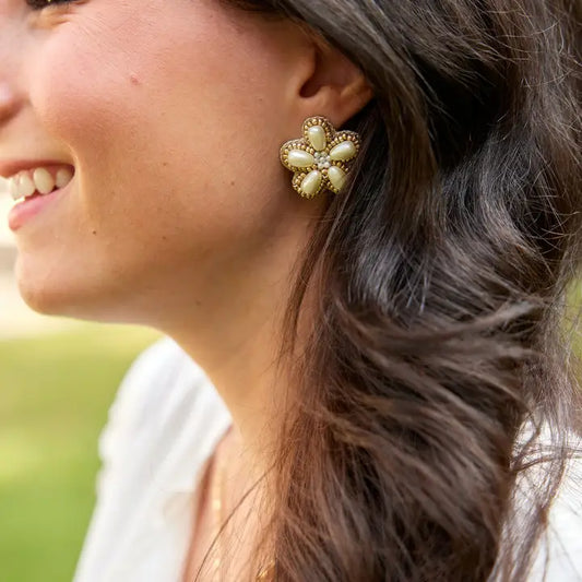 Pearl Flower Studs