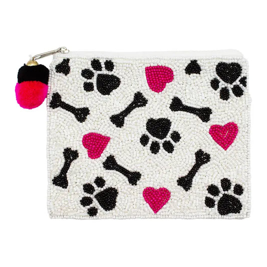 Paw Print Beaded Pouch