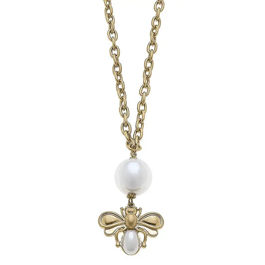 Pearl Bumble Bee Long Pendant