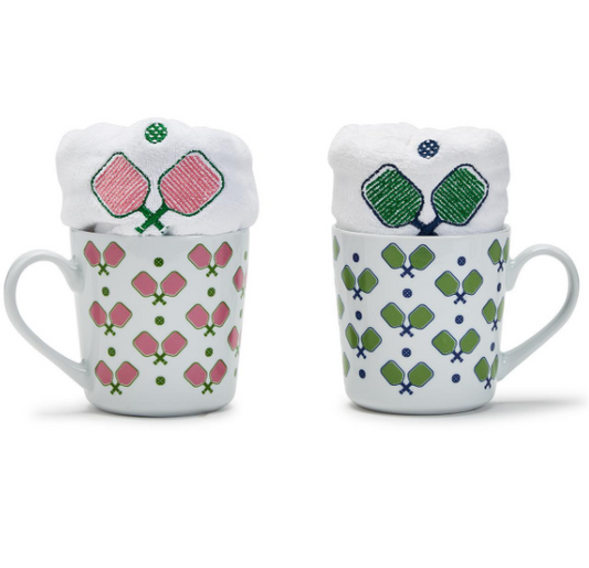 Pickleball Mug with Embroidered Towel