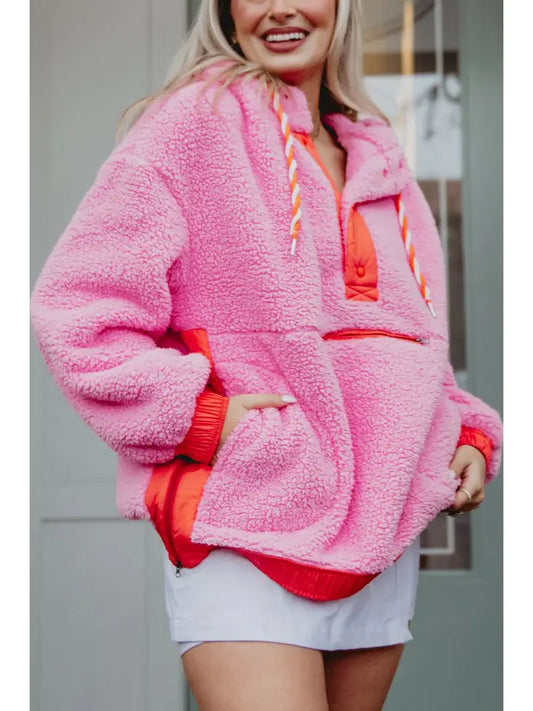 Two-Toned Sherpa Pull Over