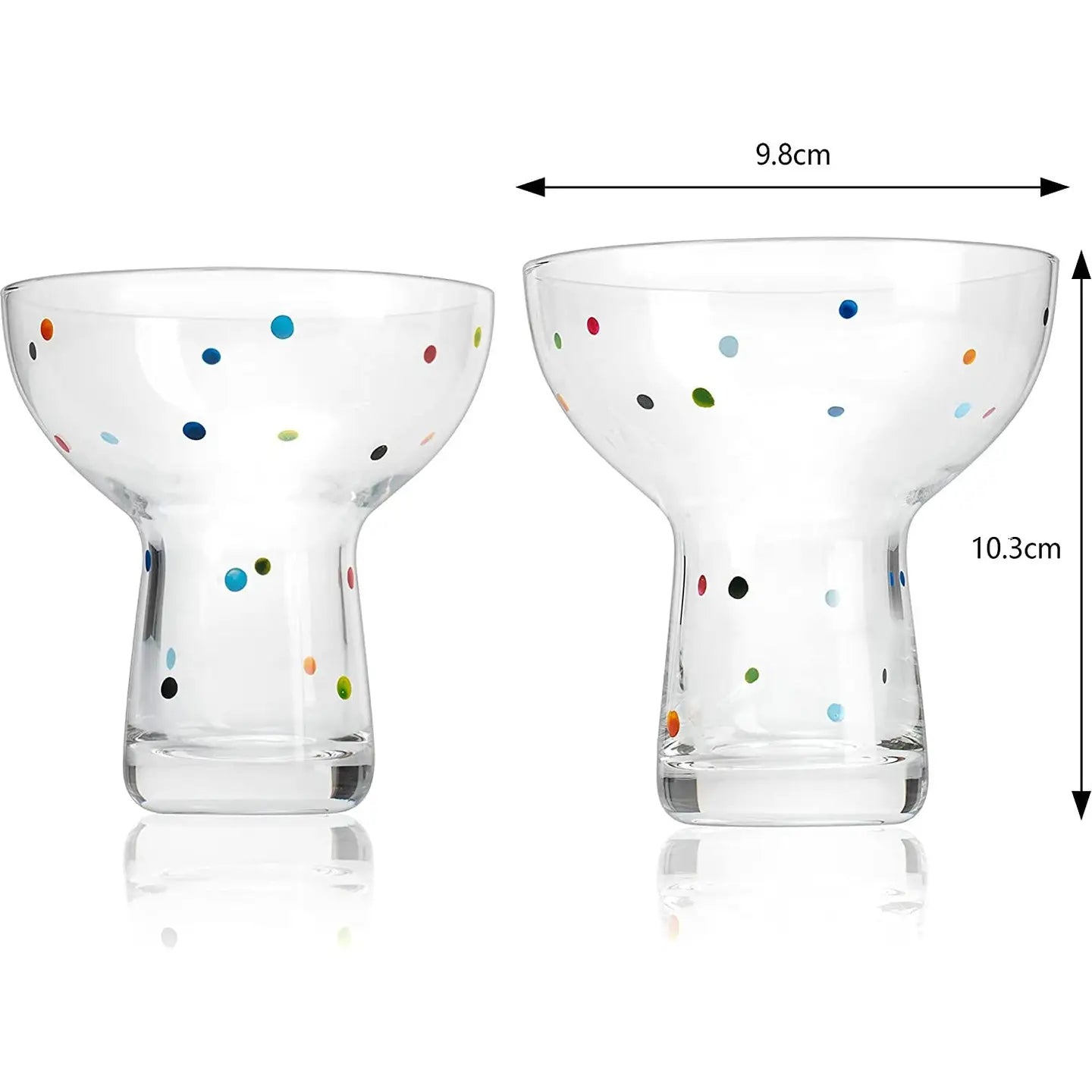 Polka Dot Margarita, Cocktail, & Martini Glasses