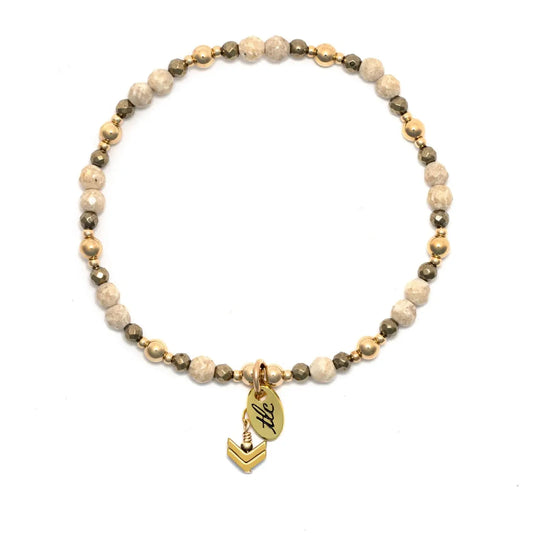 TLC Riverstone & Gold Design Stretch Bracelet