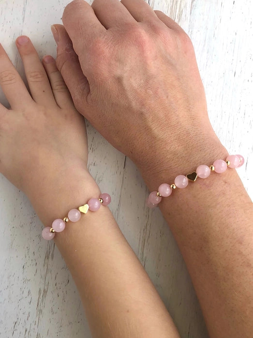 Mommy & Me Rose Quartz Bracelet Set