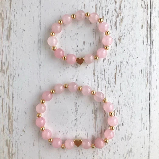 Mommy & Me Rose Quartz Bracelet Set