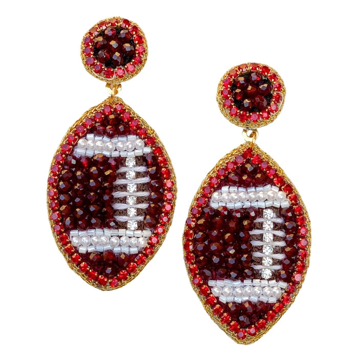 Beaded Gameday Football Earrings