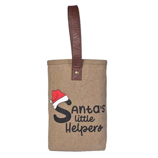 Holiday Up-Cycled Canvas Double Wine Bag