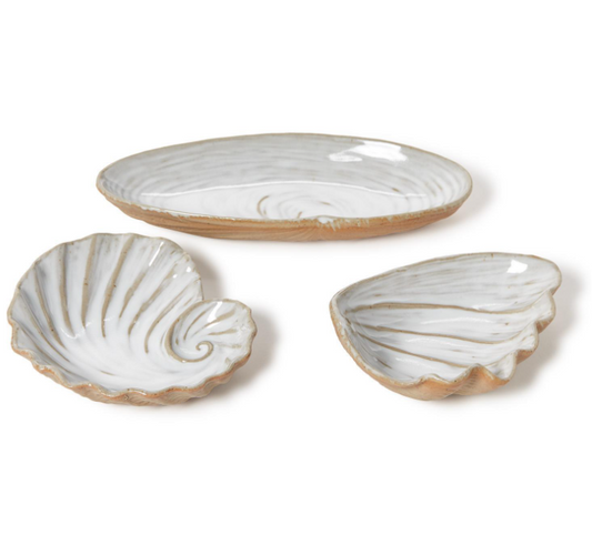Two's Company Shell Tidbit Dish Tray