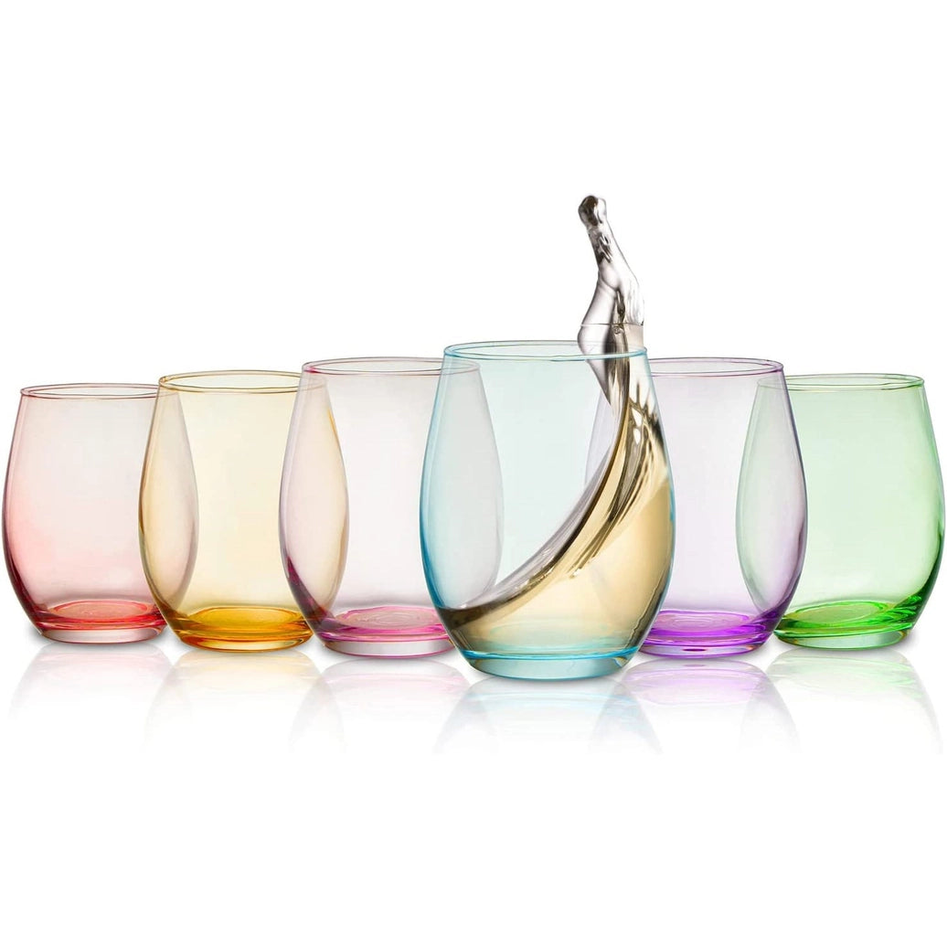 Stemless Colored Wine Glasses, Multicolor