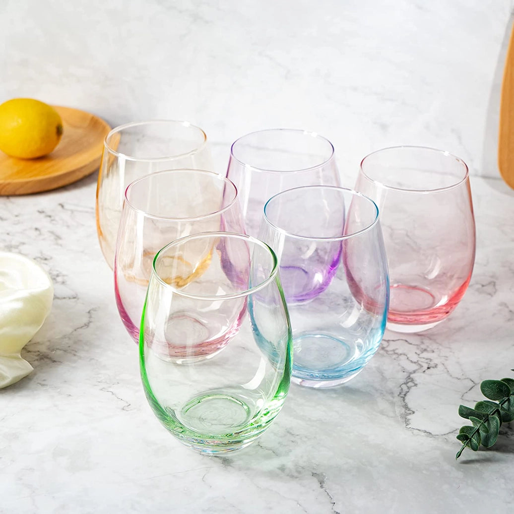 Stemless Colored Wine Glasses, Multicolor