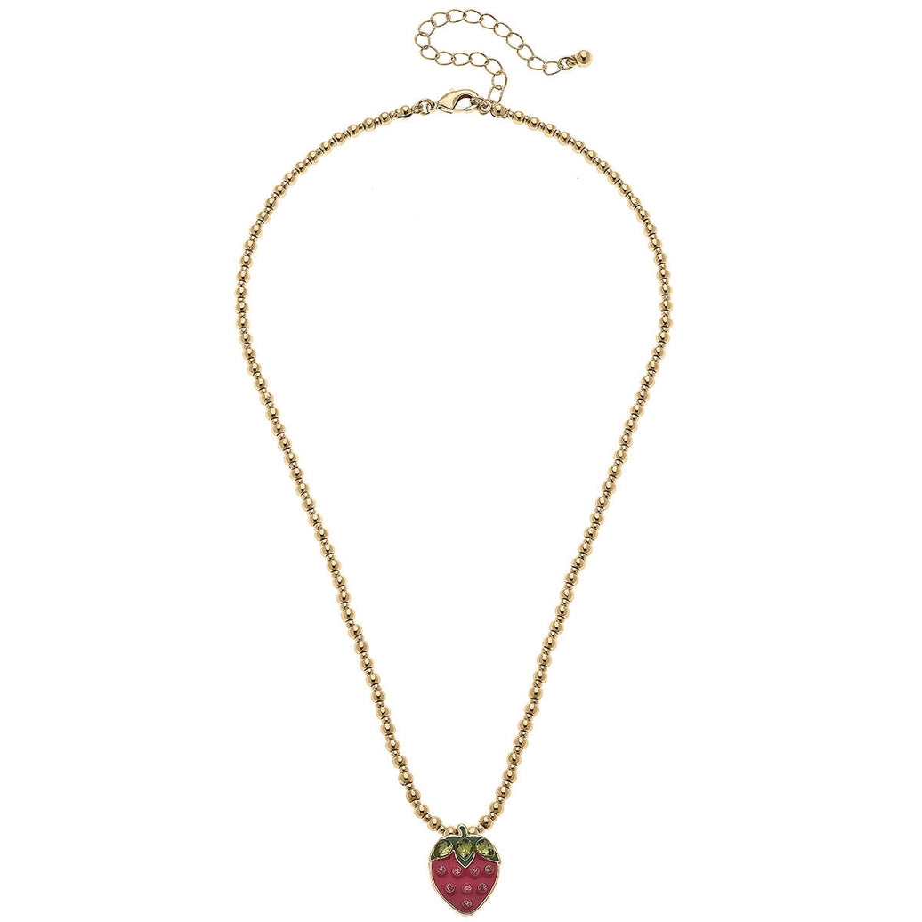 Kid's Jane Gold Ball Beaded Necklace with Charm