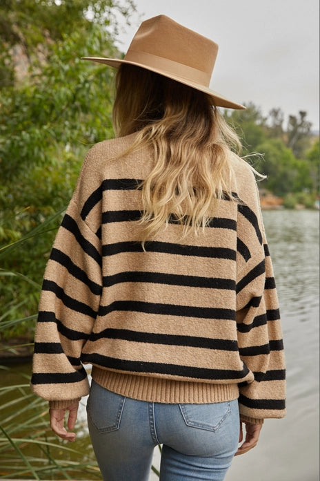 By Together Knit Oversized Striped Sweater