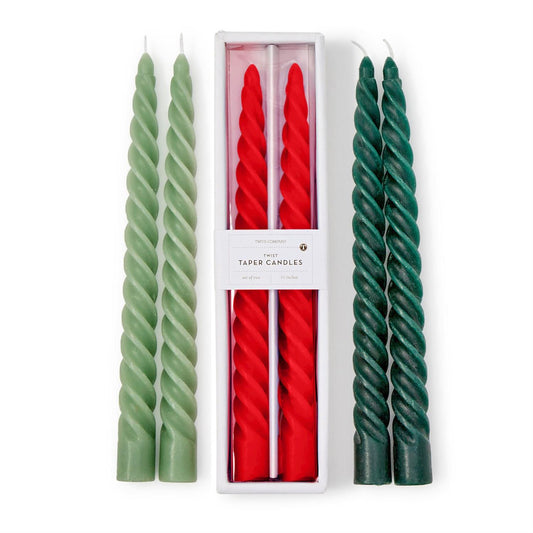 Two's Company Holiday Twist Taper Candles