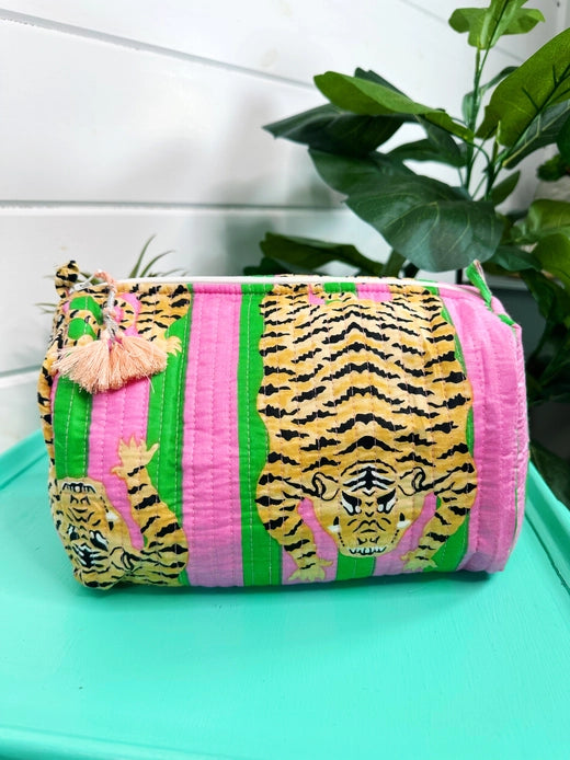 Tiger Quilted Make-Up Bag