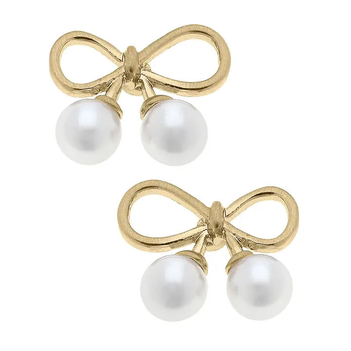 Tinsley Tiny Bow & Pearl Stud Earrings