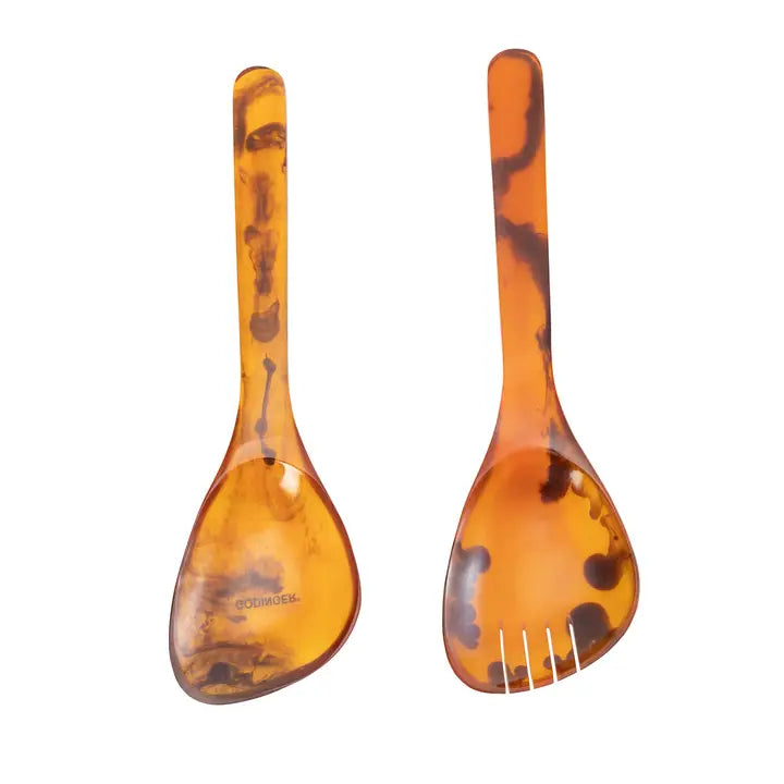 Lucente Tortoise Shell Resin Salad Server Set