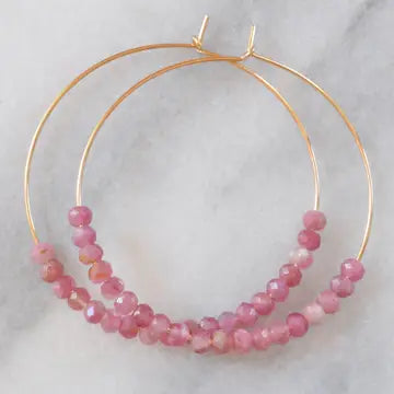 Libby & Smee Large Gemstone Gold Filled Hoop Earrings