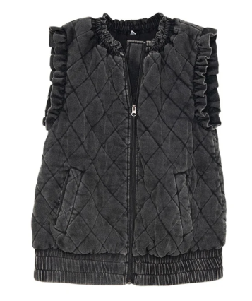 Katydid Washed Quilted Ruffle Vest