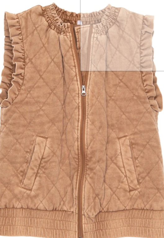Katydid Washed Quilted Ruffle Vest