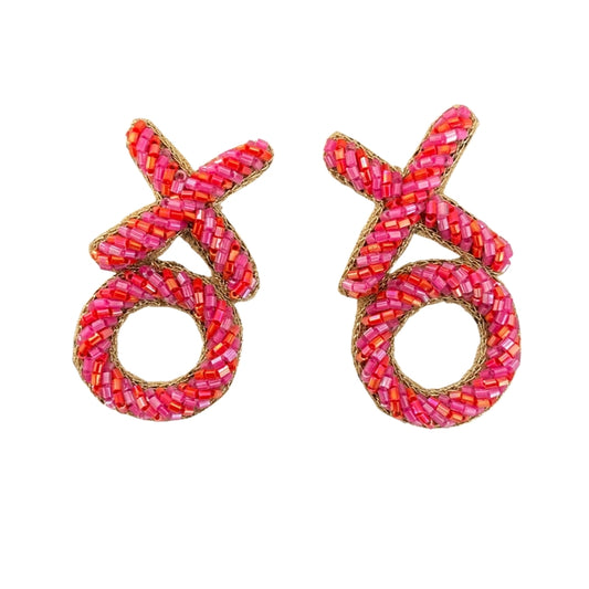 Xo Earrings in Pink/Red Stripe Earrings