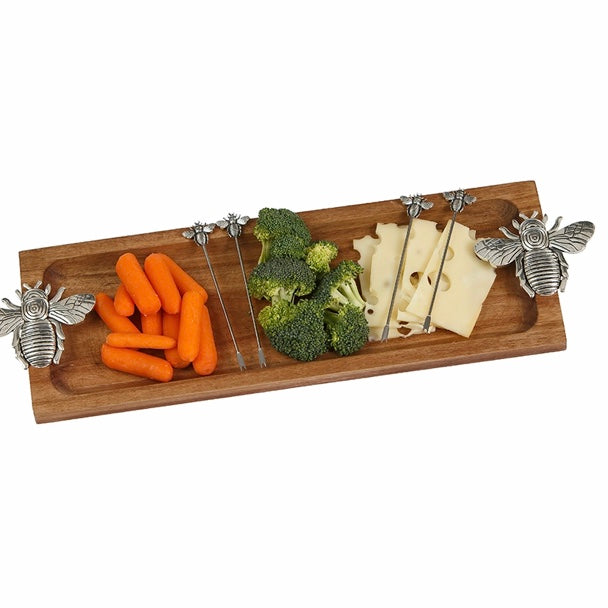 Wood Serving Tray with Matching Food Picks