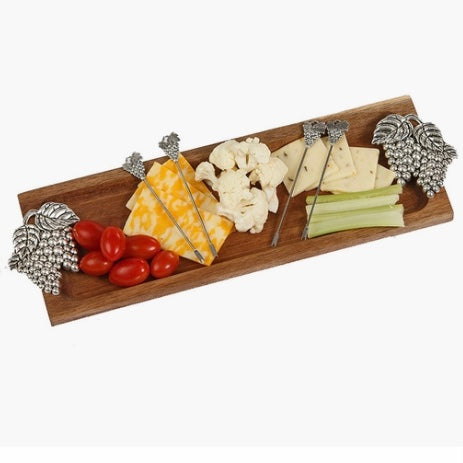 Wood Serving Tray with Matching Food Picks