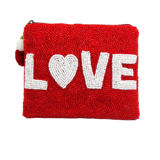 Love Beaded Pouch