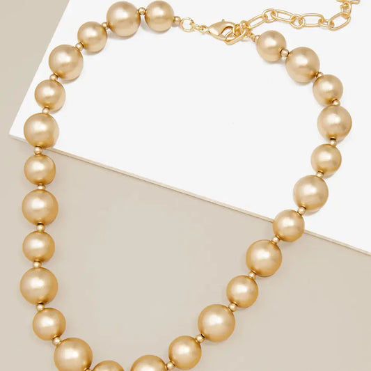 Matte Metal Beaded Collar Necklace